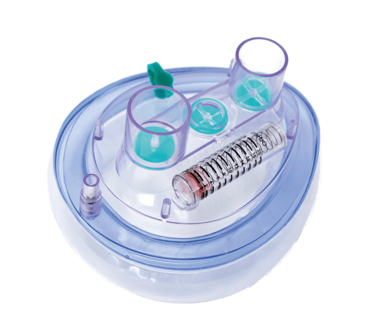 Transparent plastic respiratory valve with metal spring
